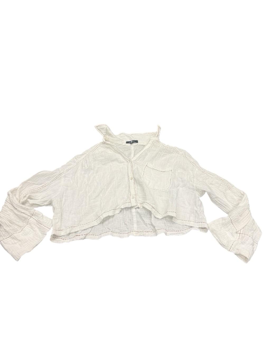 7 For All Mankind Lightweight White  Button Shirt & Drawstring Shorts Size XS - Picture 4 of 9